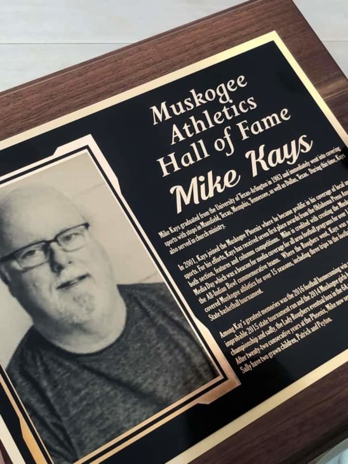 Mike Kays' Muskogee Athletics Hall of Fame plaque&nbsp;